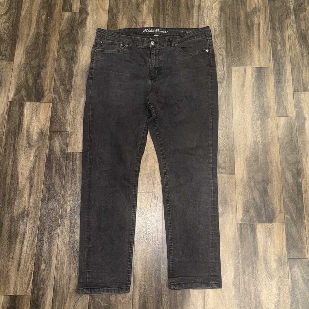 Eddie Bauer‎ Slim Fit Straight Dark Wash Denim Jeans Men's Size 36x30 Black